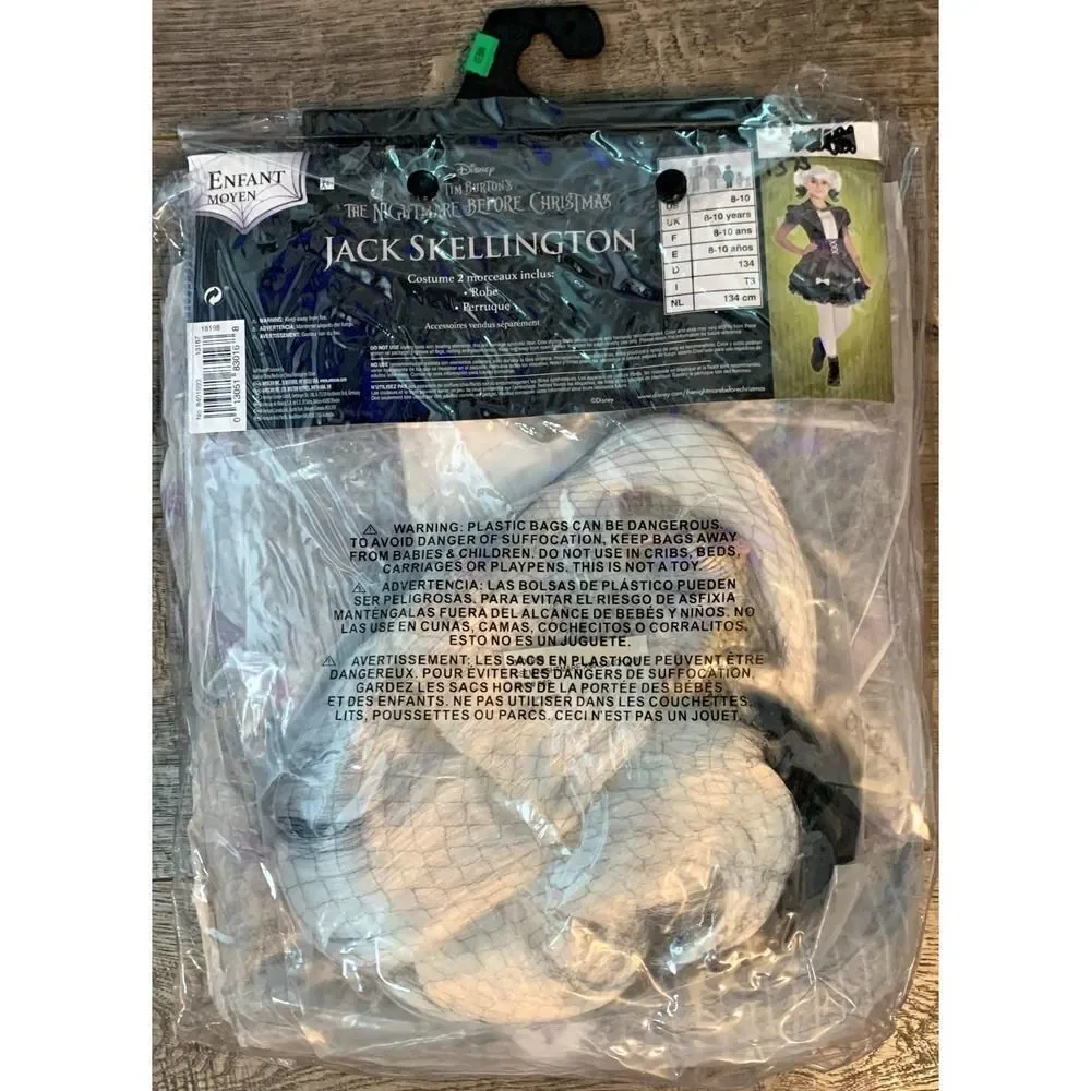 Disney Nightmare before Christmas Jack Skellington Costume Kid S 4-6 Dress Wig